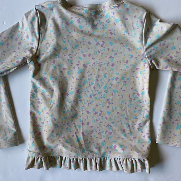 Ruffle Butts Swim Shirt Size 6 Rash Guard Long Sleeve Ruffles Confetti beige EUC - Picture 13 of 14